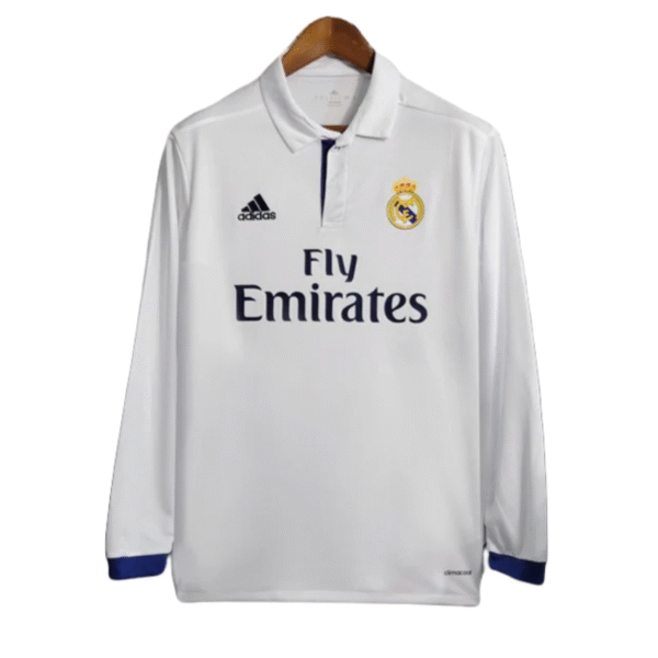 2016/17 Real Madrid Retro Long Sleeve Home Jersey