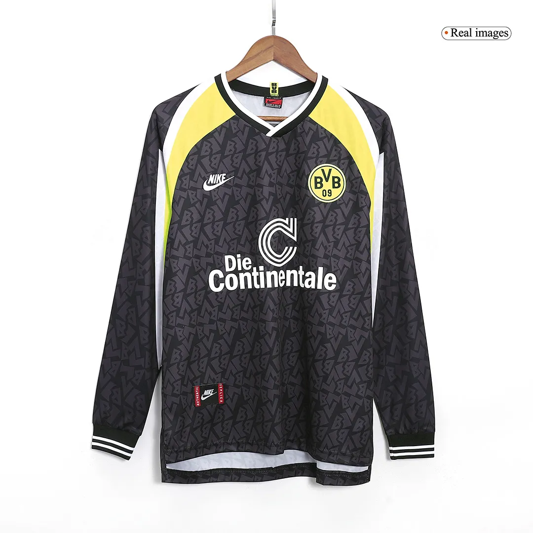 2387826c8a 95-96 Borussia Dortmund Retro Away Long Sleeve Jersey - Image 1