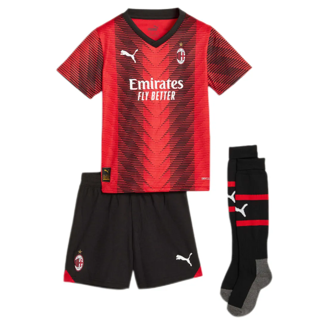 2f28b82df8 23-24 Kids AC Milan Home Whole Kit (Shirt+Short+Socks) - Image 1