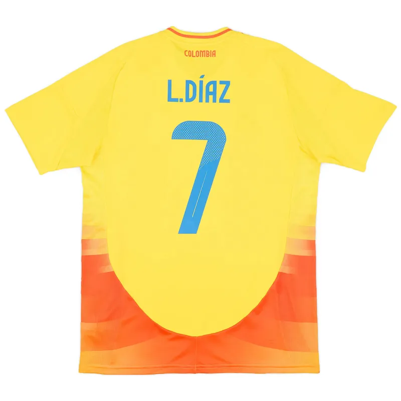 Colombia Nation Home L.Díaz #7 James #10 Football Jersey Copa America 2024