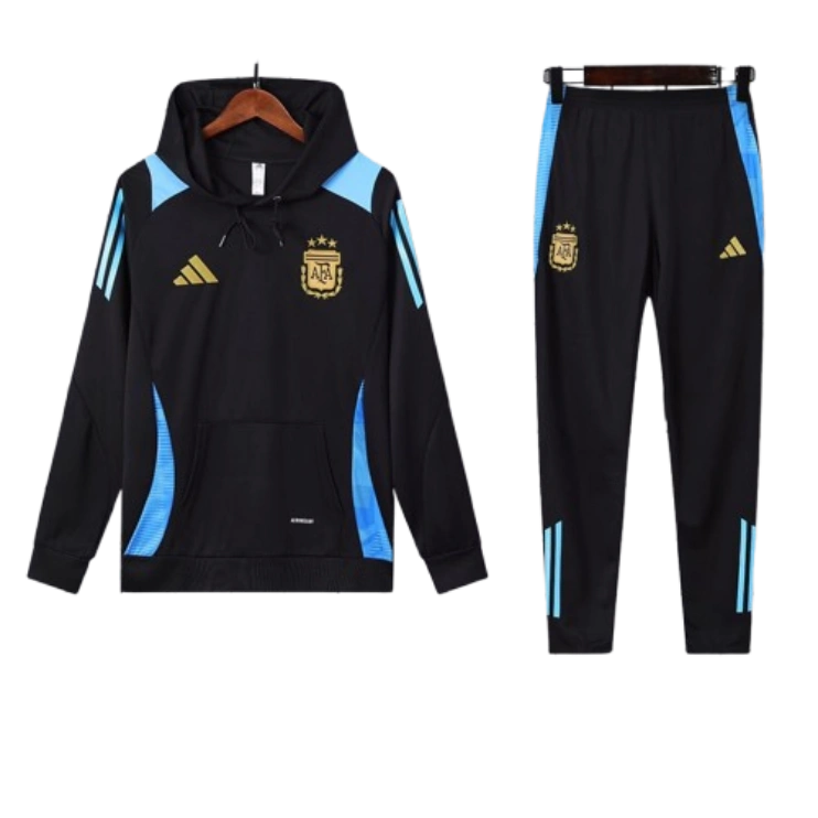 Argentina Nation 2024-25 Hooded Black Training Tracksuit Kits