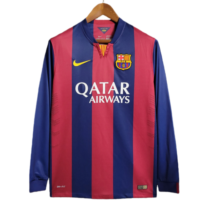14-15 Barcelona Retro Home Long Sleeve Football jersey