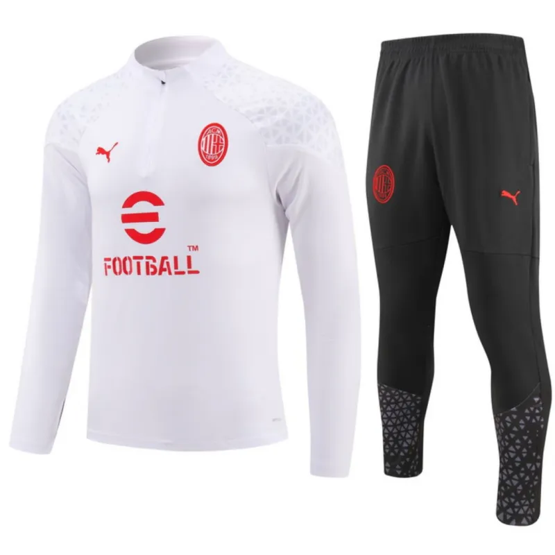 2023-24 Kids AC Milan Zipper Sweatshirt Kit(Top+Pants) White