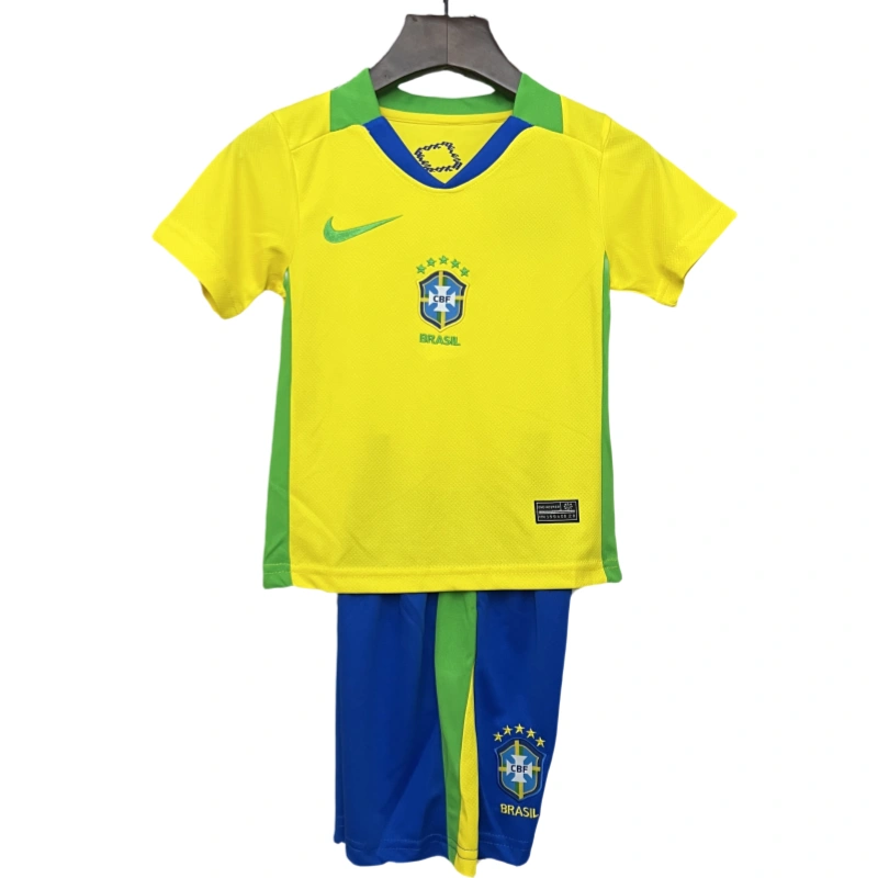 2025 Brazil Home Kids Football jersey Kits Fan edition