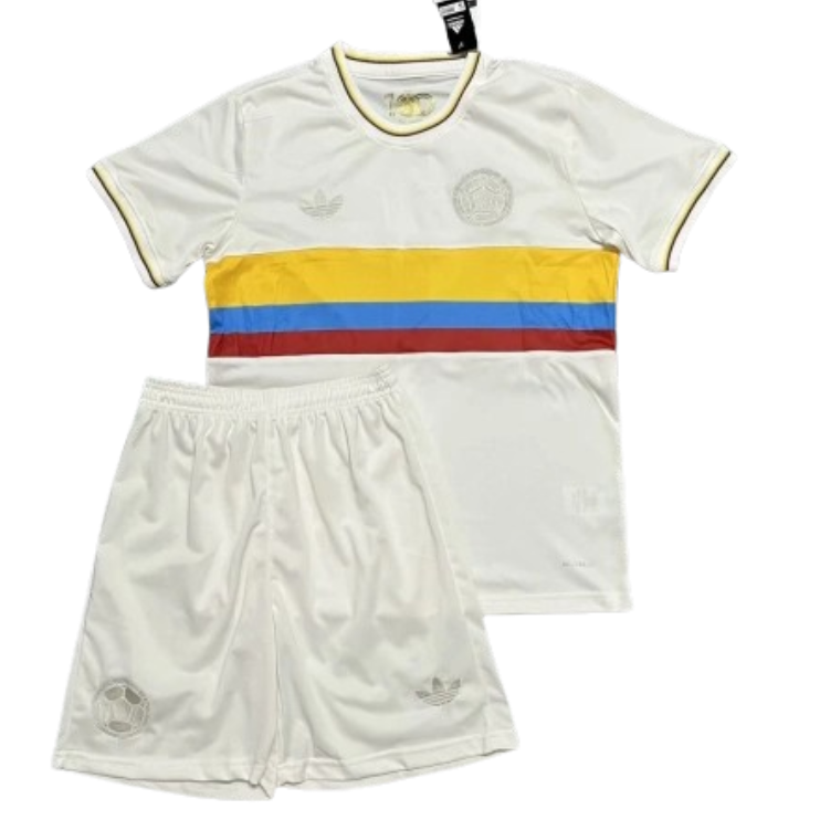 Colombia 24-25 Nation 100th Anniversary Special Edition Kids Kits White Jersey